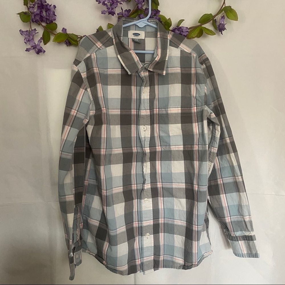 Old Navy Boys Gray Regular Plaid Long Sleeve